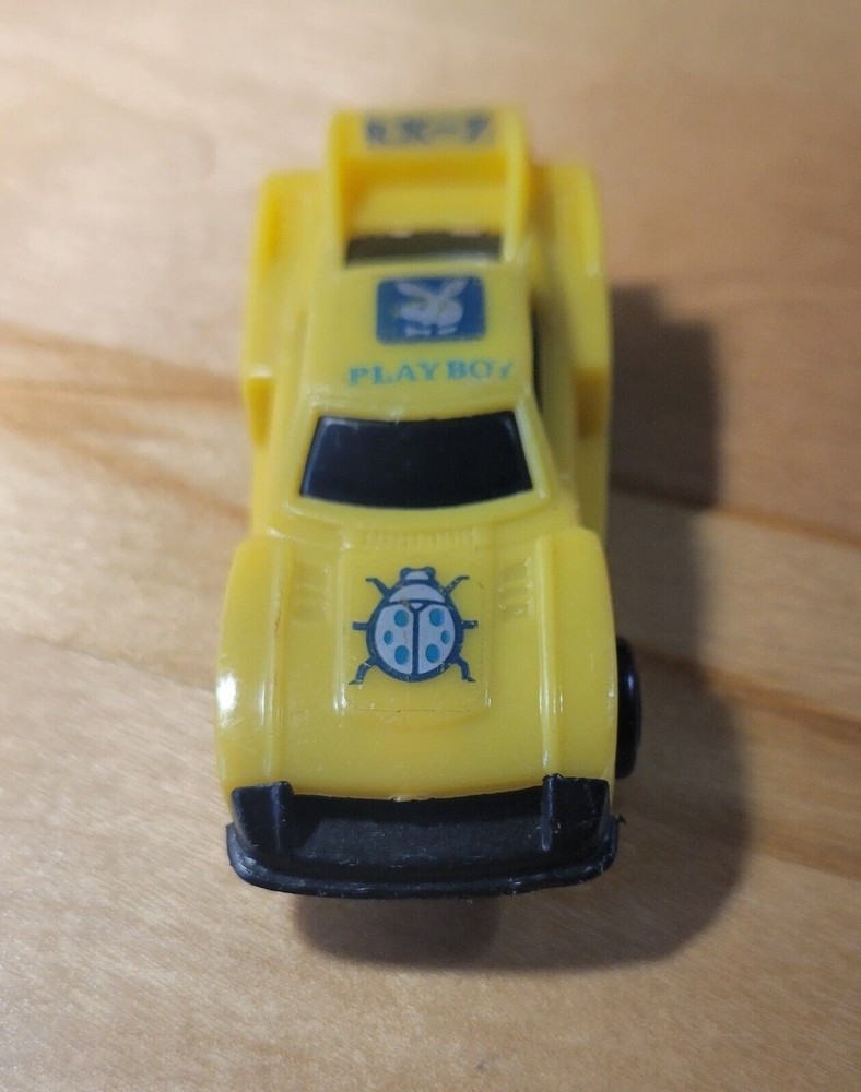 Vintage Hong Kong Playboy RX-7 No 601 Toyota Yellow Toy Car Race Racer Ladybug